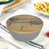 Saladier de 3340 ml avec couvercle, fourchette, cuillère, set de service à salade écologique en grande fibre de bambou pour la cuisine maison, bol mélangeur léger pour salade, fruits, pâtes