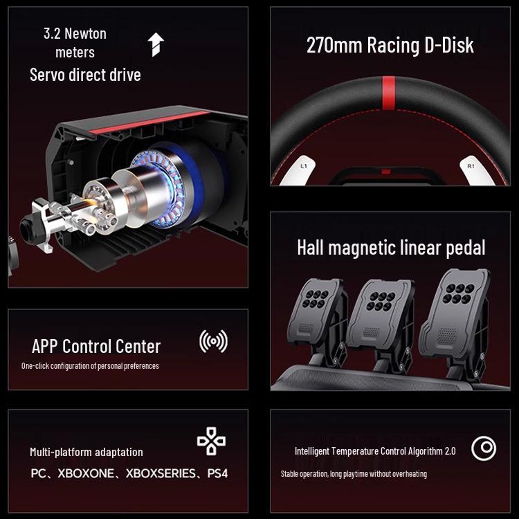 8PXN V10PRO Direct Drive Gaming Steering Wheel with Force Feedback Simulation