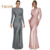 Abito da Sera da Donna Pieghettato Decorazione Nodo Vestibilità Slim Girocollo Chiusura con Cerniera sul Retro Lunghezza Totale Matrimonio Festa Ballo Abito Lungo