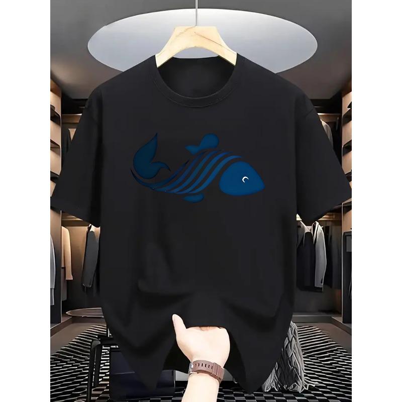 

European Size Summer Men s Fashion Pattern Short Sleeve T-Shirt with Letter Print 4XL чорний