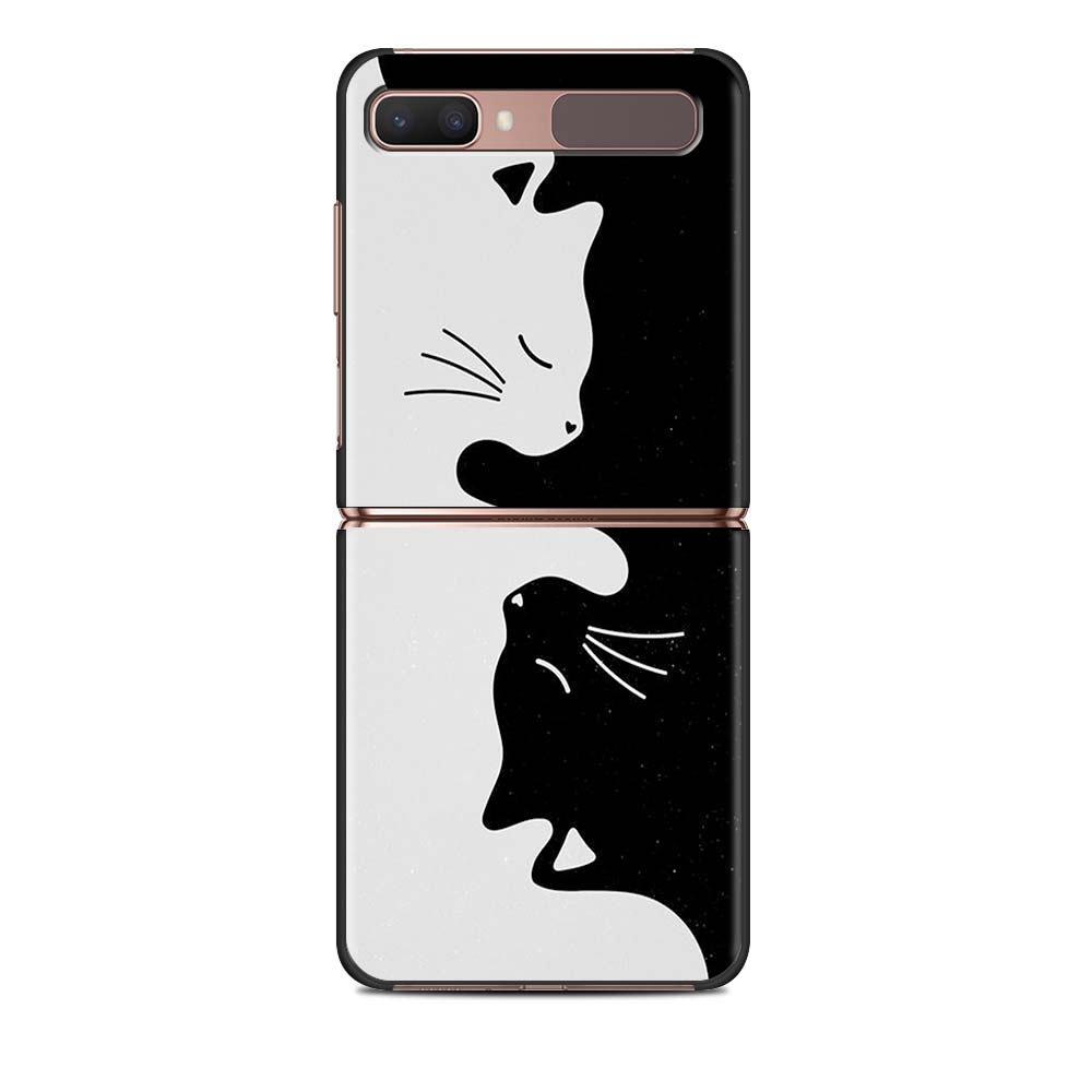 Lustige schwarze Katze, süße Luxus-Falthülle für Samsung Z Flip, Handyhülle für Galaxy Z Flip, Z Flip3 5G, Rückseite, Fundas