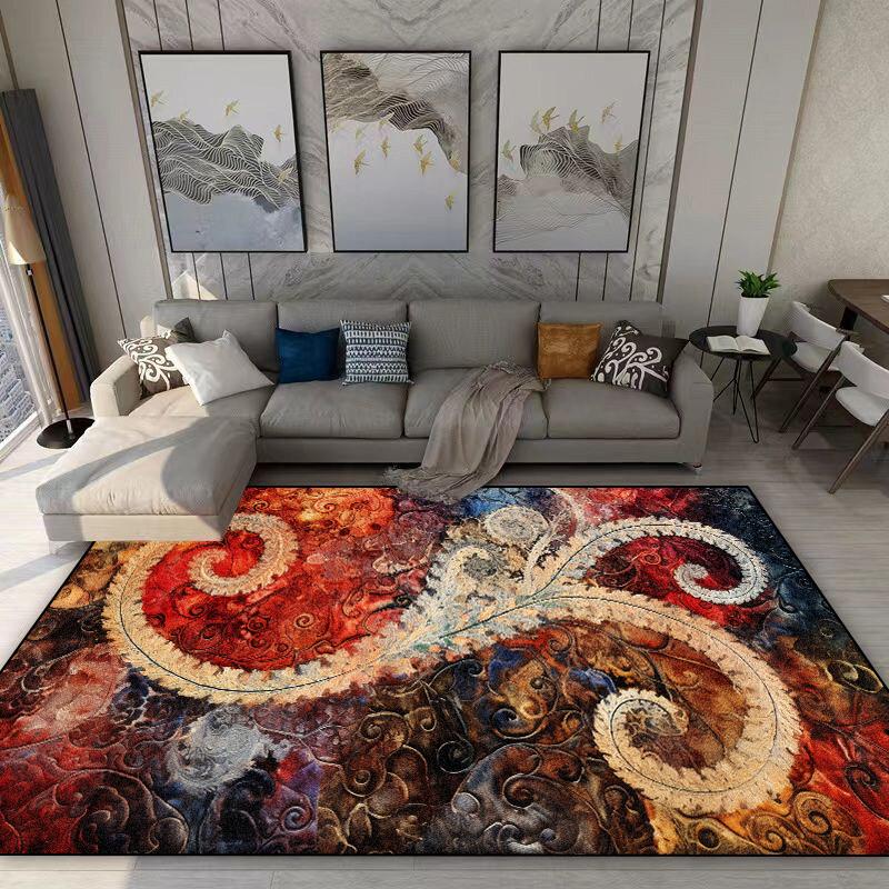 Teppich im amerikanischen Retro-Stil Wohnzimmer Böhmische Dekoration Rutschfester Waschbarer Teppich 140x200 Schlafzimmer Sofa Bettseite Flanell Bodenmatte