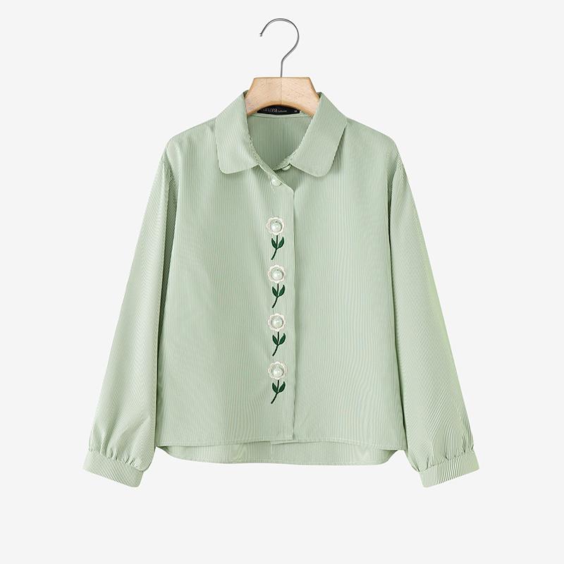 

ZANZEA Women Turn Down Collar Long Sleeve Casual Floral Blouse 5XL зелений