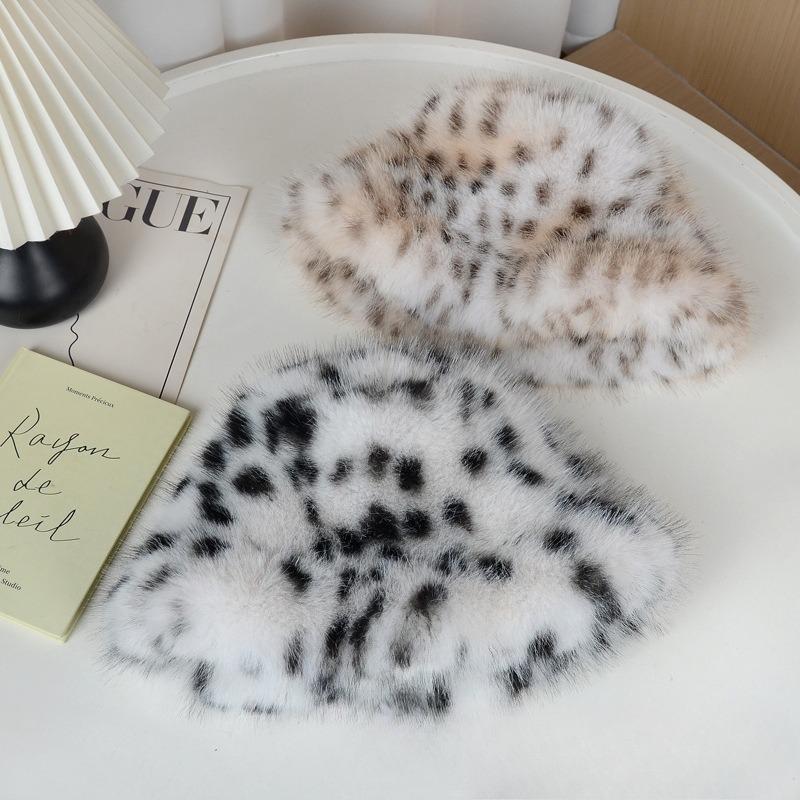 Faux Fur Leopard Hat Women Thickened Warm Ear Protection Autumn Winter Large Head Circumference Stylish Casual Women Winter Hats