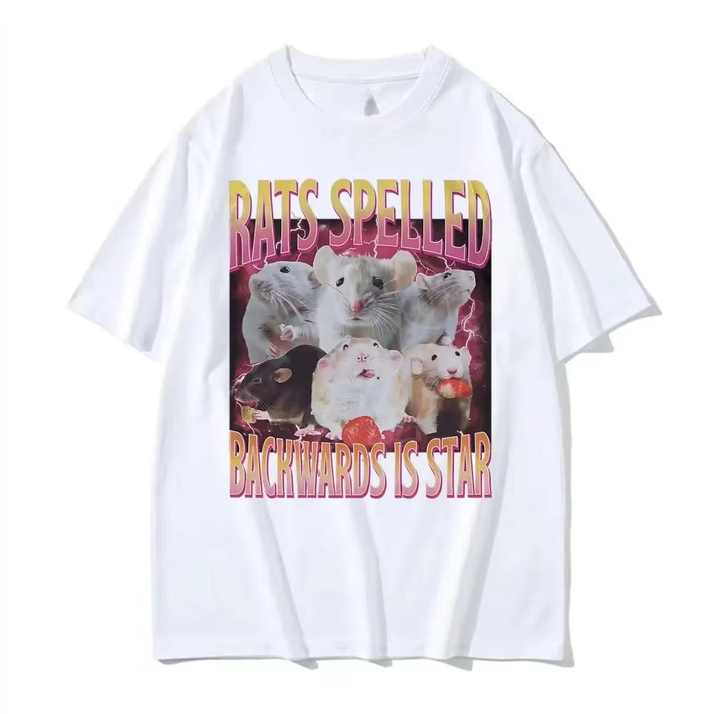 

Funny Rats Spelled Backwards Is Star Printed T-shirts Fashion Short Sleeve T Shirt Women Casual Oversized T-shirt Streetwear Y2K S разноцветный