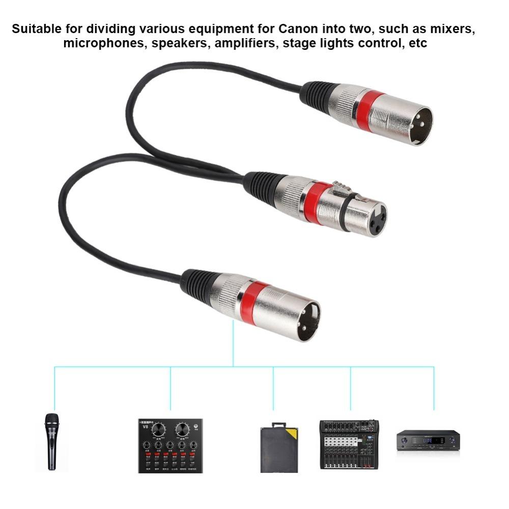 30cm Length XLR Female To Dual Male Splitter XLR Splitter Cable for Canon For Microphones