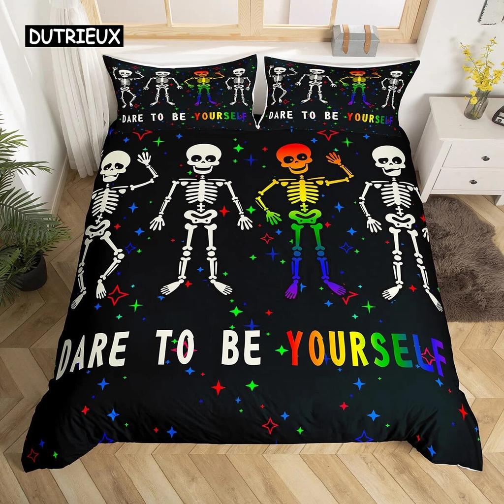 „Love is Love“-Bettbezug, Regenbogen-Bettwäsche-Set, „Pride for Love“-Thema, romantischer Bettdeckenbezug, bunter Cartoon-Auto-Tagesdeckenbezug, dreiteiliges Set