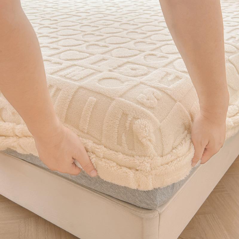 Milk Fleece Mattress Single Piece Tafu Fleece Mattress Mattress Protective Cover Winter Fleece Sheet Mattress Three-piece Set
