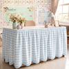 Durable Polyester Desk Cover Gingham Table Skirt, 6 Ft X 29 In Teacher Pleated for Classroom Colorful Striped Skirt Back To School, Home Office