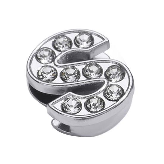 Rhinestone Letter Beads Alloy A To Z Charms Slide Letter Charms Small Spacer Beads for DIY Jewelry Making Keychain Cell Phone Chain Bracelet Craft