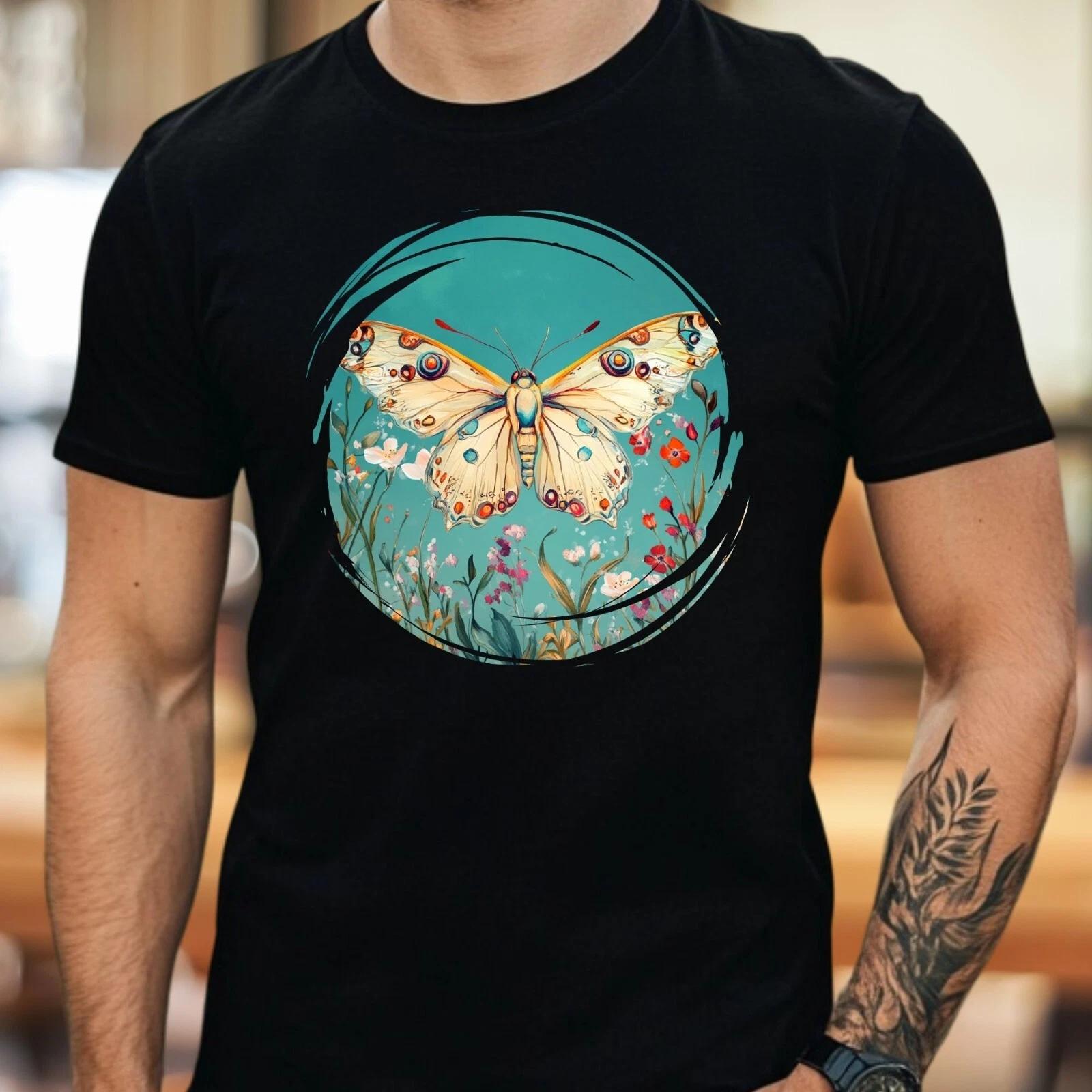 T-Shirt Herren Motte mit Blume Motiv Baumwolle Größe S bis 5XL S