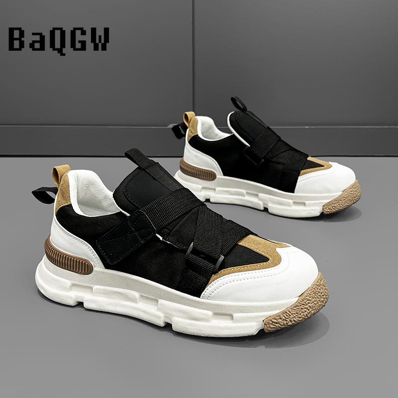 Fashion Designer Loafers Shoes Chunky Sneaker Fashion Casual Microfiber Leather Running Shoes Breathable Color Block Non-slip Shoes