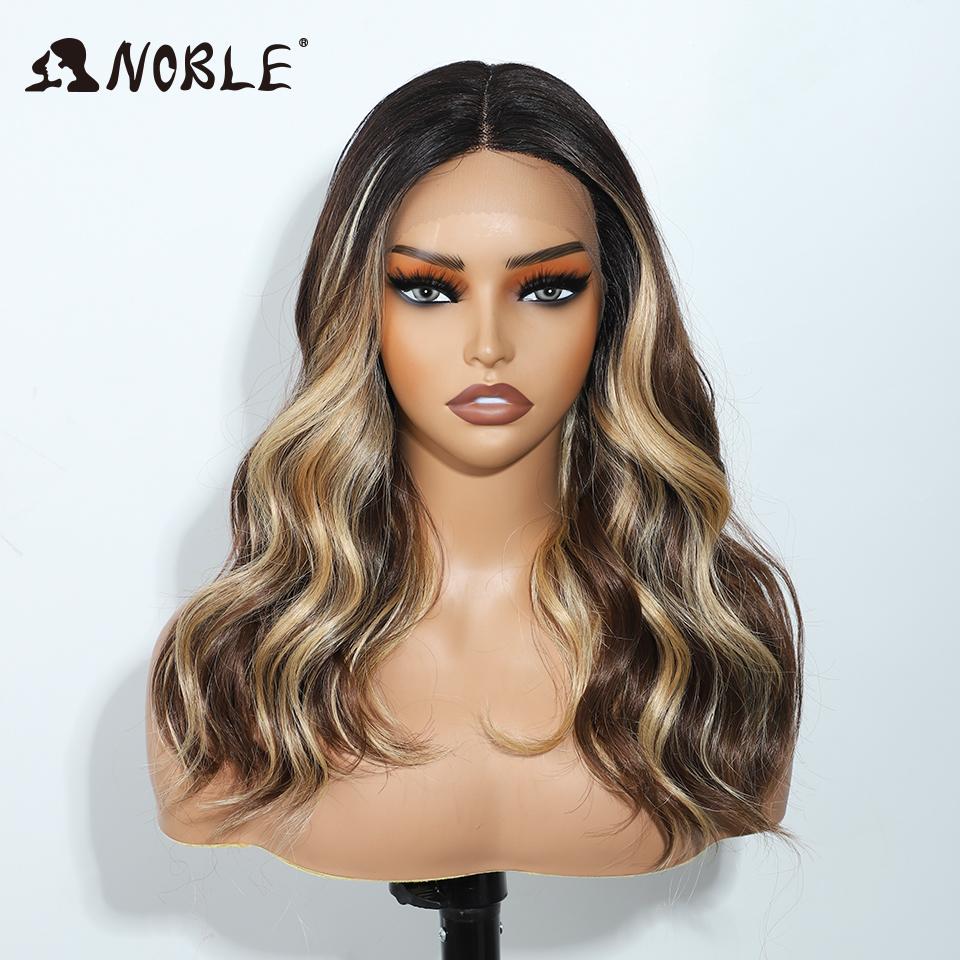 Noble Lace Front Wig 20 Inch Curly Wavy Wig Ombre Blonde Wig Synthetic Lace Wigs For Women Lace Wig For Black Women Cosplay Wig
