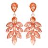 Elegant Leaf Dangle Earrings With Water Dazzle Crystals For Women Wedding Jewelry