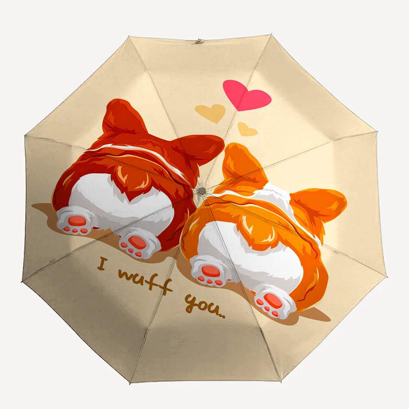 1pc Corgi Love Heart Umbrella with Plastic Handle,Suitable for All Seasons UmbrellaPT430
