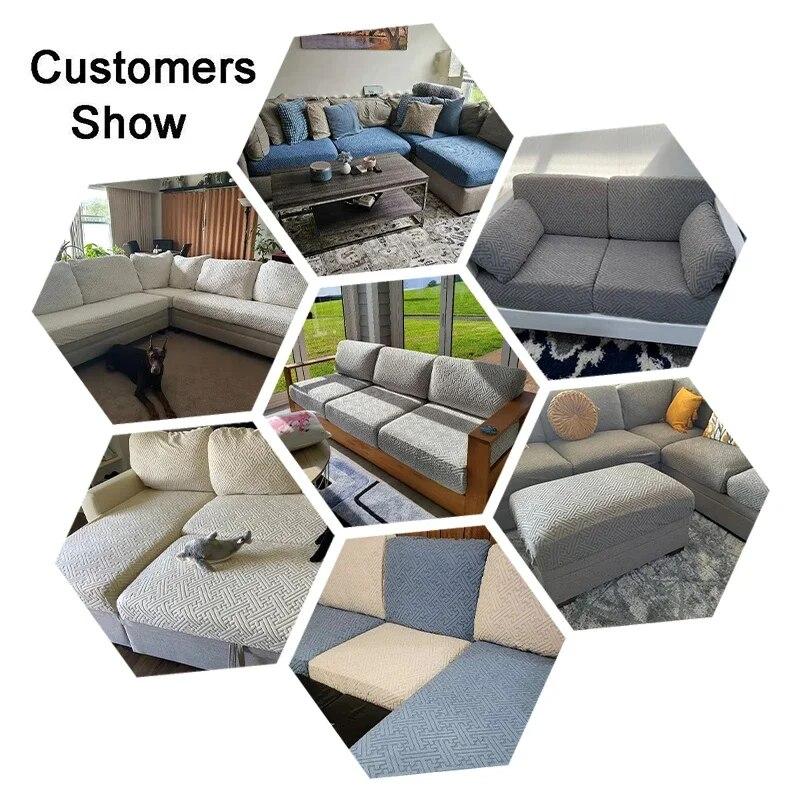 Jacquard Neuer Sofakissenbezug, einfarbig, elastischer Sitzbezug, abnehmbarer, dicker Sofaschutz, L-förmiger Sofabezug, Haustiere, Wohnzimmer, Zuhause