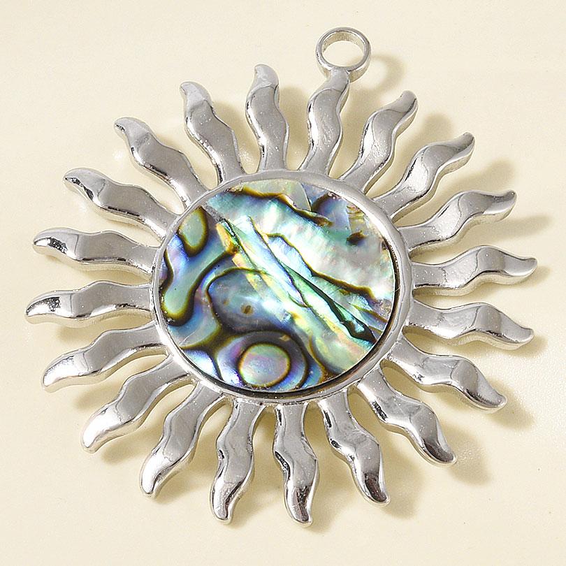 4Pcs No Fade Metal Stainless Steel Charm Real Natural Abalonewhite Shell Angel Sun Connector Charms For Jewelry Making Supplies
