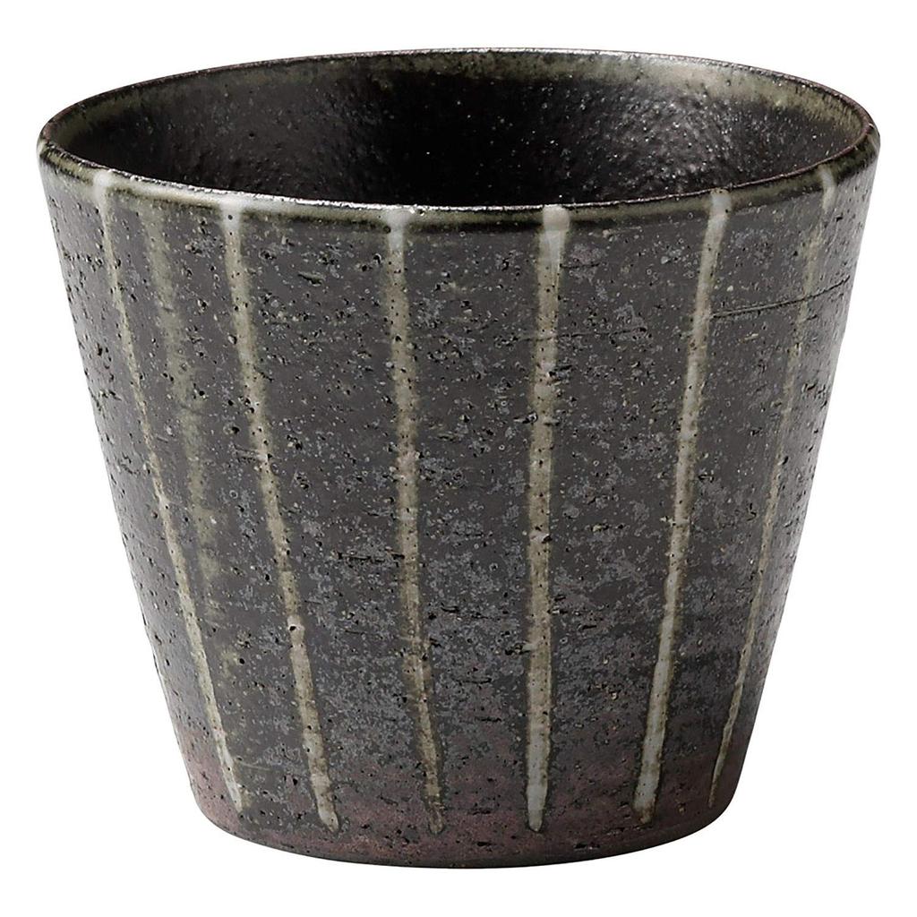 Shigaraki Ware Hechimon Rock Cup with Waterfall Stripes