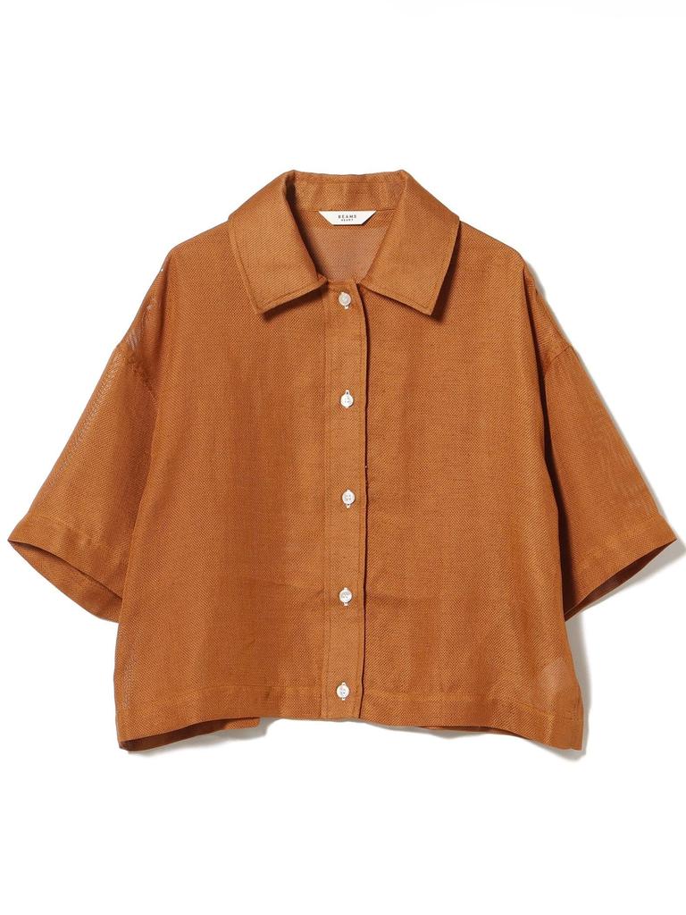 Beams Heart Mesh One Size Women's S/S Shirt, Camel,