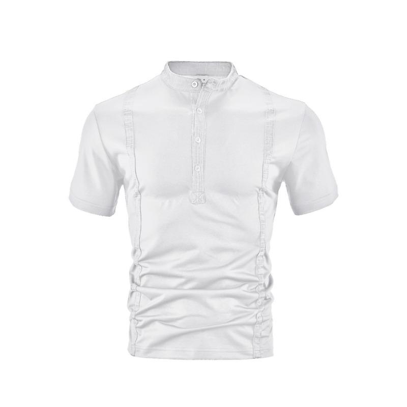 

Summer Men s Shirt Casual Polyester Twill Short Sleeved Polo Shirts S білий