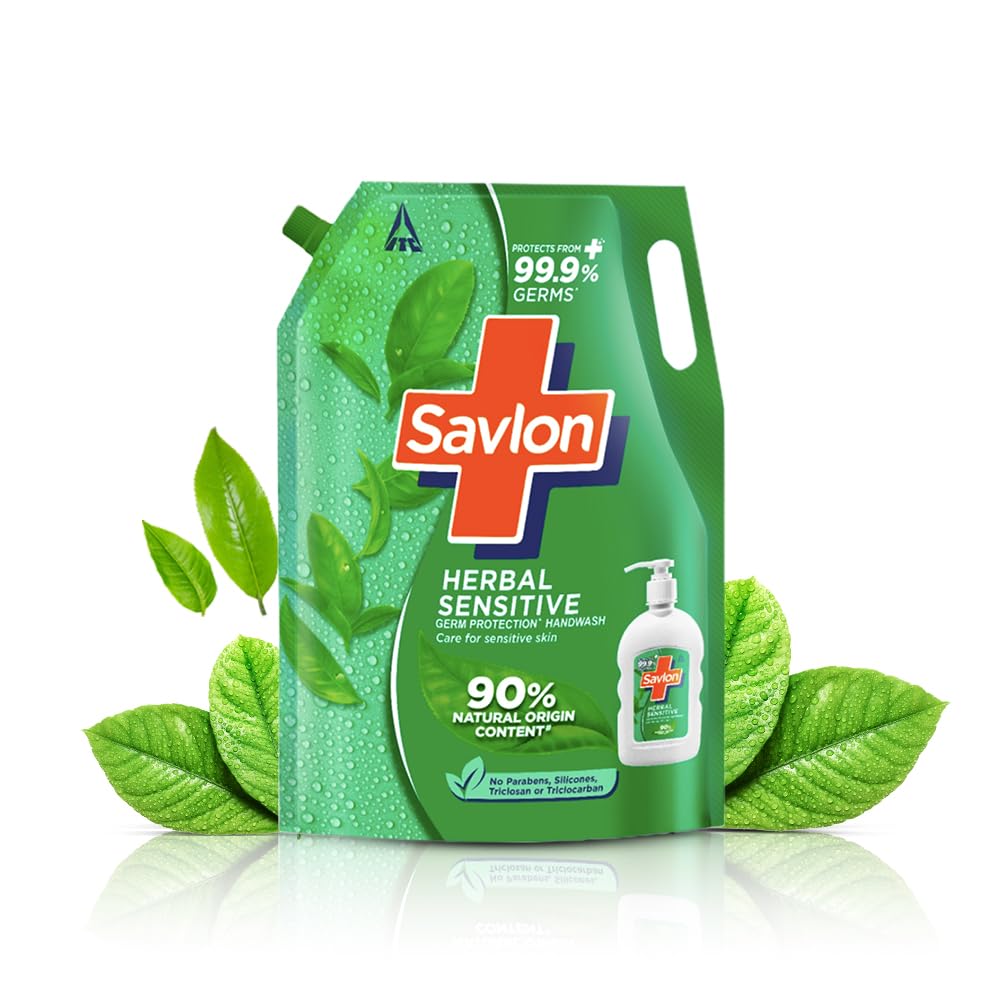 Savlon Herbal Sensitive Germ Protection Liquid Handwash Refill Pouch 1.35L Soft Skin Herbal Care