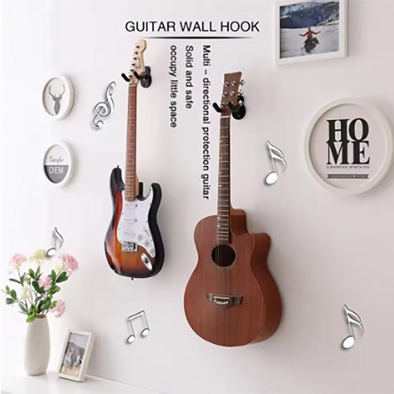 Wandmontierter Gitarrenständer, schwarze Haken in voller Größe, geeignet für Bass, Mandoline, Banjo, vierseitige Instrumente und Gitarrenzubehör