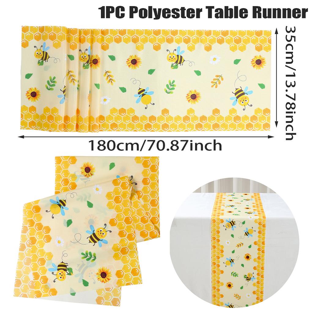 Bee Hive Theme PE Tablecloth Happy Birthday Party Decor Kids Wedding Baby Shower Party Supplies Kitchen Dining Table Cover