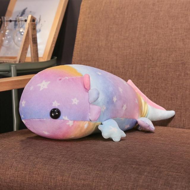 37 -58cm Rainbow Dinosaur Fish Plush Toys Colorful Giant Salamander Stuffed Doll Soft Animal Sleep Pillow Cute Gift For Kids Girl