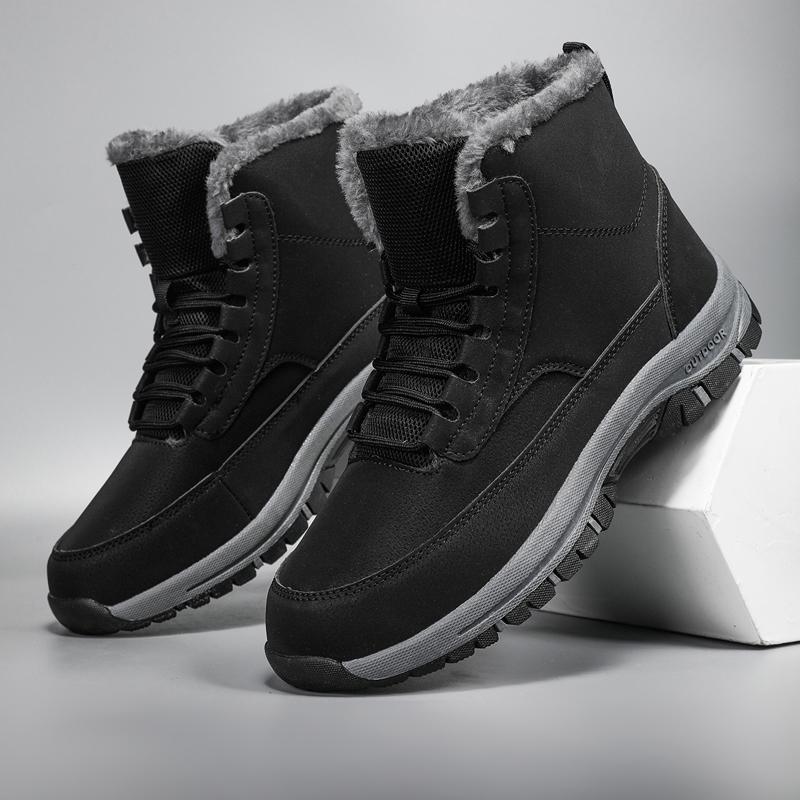 Fashion Winter Warm Snow Boots Outdoor Waterproof Plus Velvet Hiking Shoes for Men Fur Cold High Top Hombre Male Cotton Shoes