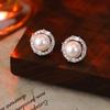Premium Pearl Stud Earrings S925 Silver Needle Elegant Exquisite Earrings Retro Temperament Versatile Earrings
