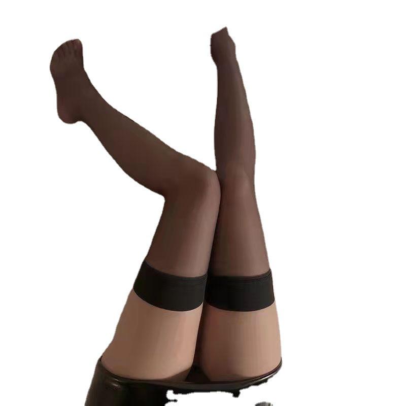 Red Edge Colorblock Thigh-High Black Stockings: Ultra-Thin, Transparent Toe, Sexy Over-the-Knee Socks for Women