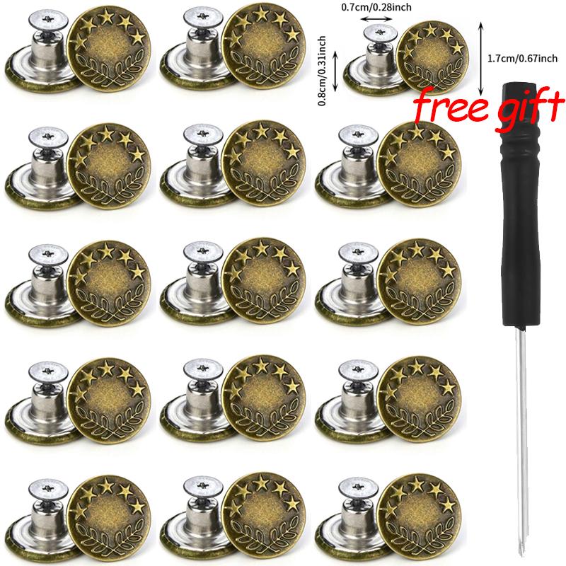 10/100 ks Slitinový knoflík na džíny Bez šití Odnímatelný Kalhoty Kovový knoflík Nastavitelný Stahovák pasu DIY Oděvní opravné doplňky