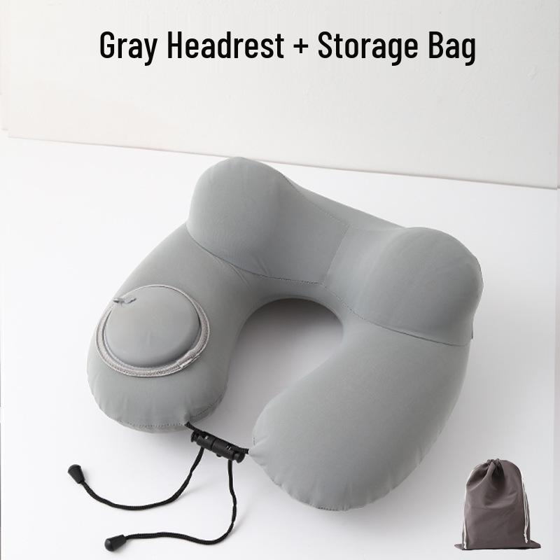 U-förmiges Reise-Nackenkissen - Zum Aufblasen drücken, Tragbare Stütze für Flüge und Geschäftsreisen