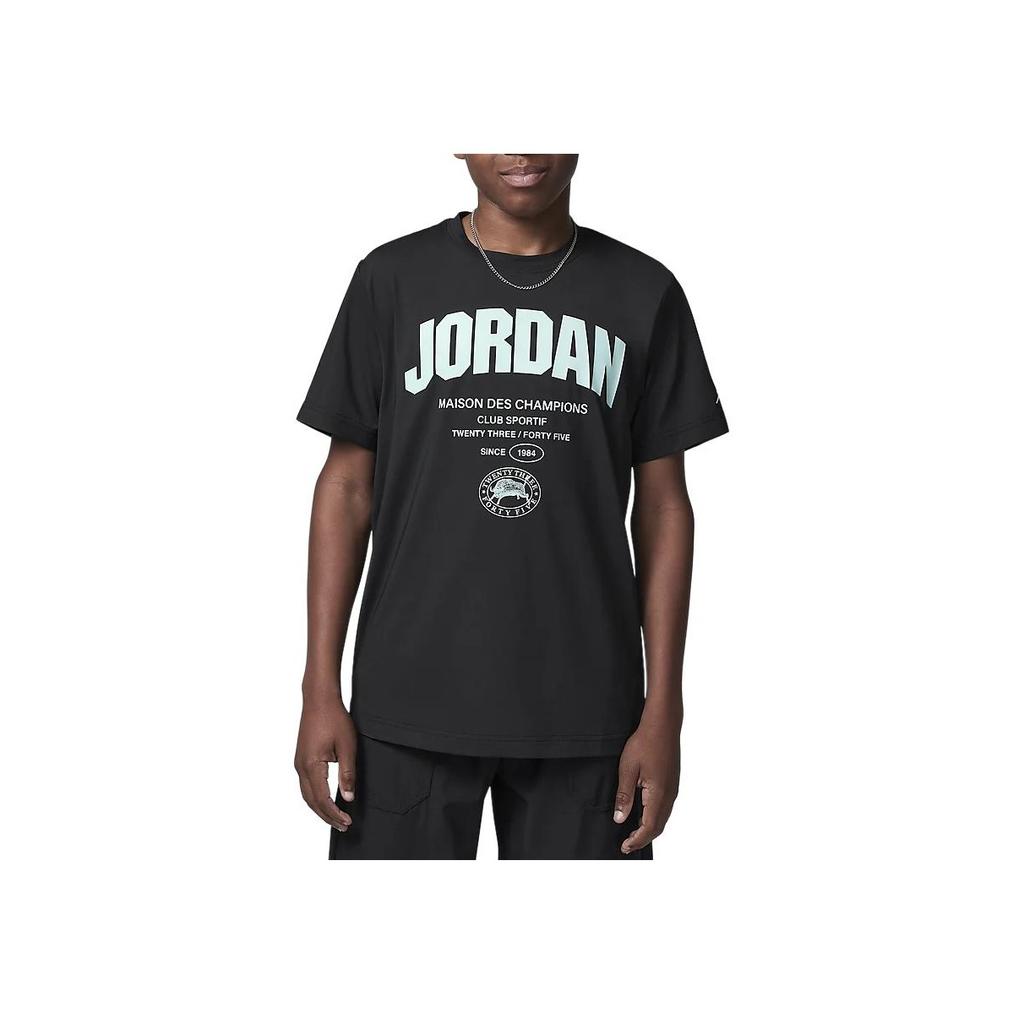 Jordan Youth  Champions Comfortable Knit Versatile Short Sleeve T-Shirt Kids Tops Black HQ8706-010