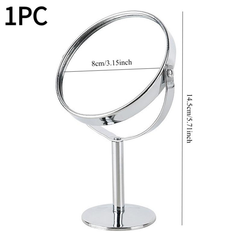 1PC high definition double-sided desktop cosmetic mirror stainless steel magnifying glass cosmetic mirror, small mirror office bedroom table rotation