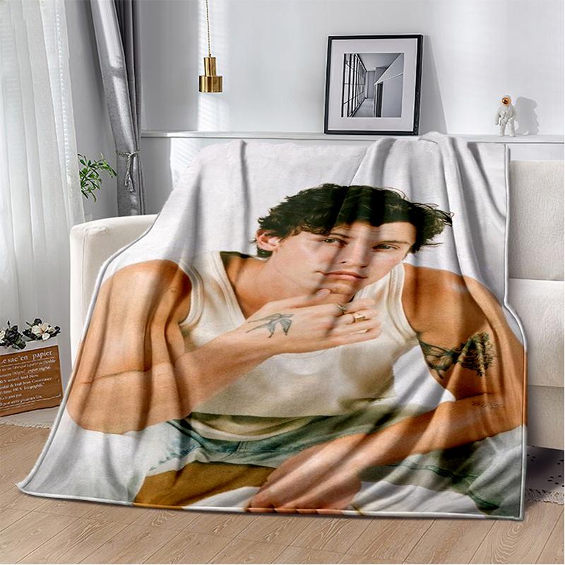 3D Shawn Mendes Handwritten Singer Soft Plush Blanket,Flannel Blanket Throw Blanket for Living Room Bedroom Bed Sofa Kid Gift