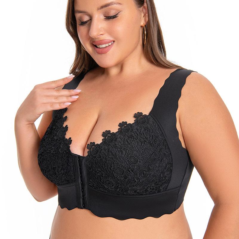Large Size Front Clasp No-padded Thin Underwear Beautiful Back Seamless Large Chest Push-up Bra
