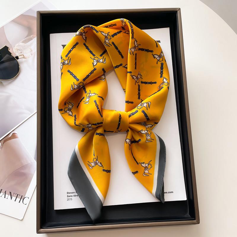 

Роскошный квадратный шарф с шелковистым ощущением для женщин, с принтом кареты, атласный шейный платок, весенняя повязка для волос, фуляр, бандана, эшарп, галстук, шаль, накидка One Size