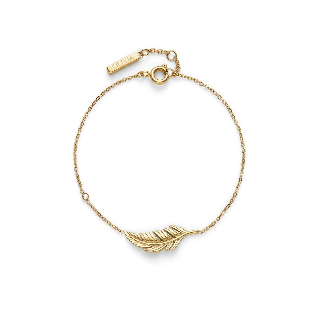 Authentic imported bracelet for women 24100216 Signature Feather Gold Bracelet [OLIIVA BURTON]