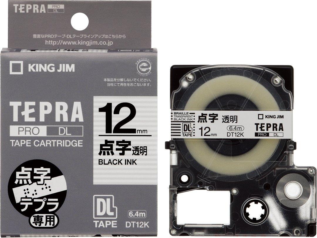 

King Jim Tepra PRO Tape Braille Tape SR6700D Transparent DT12K [Genuine] Cartridge, (for only), 12mm, Label/Black Text, 6.4m Length,