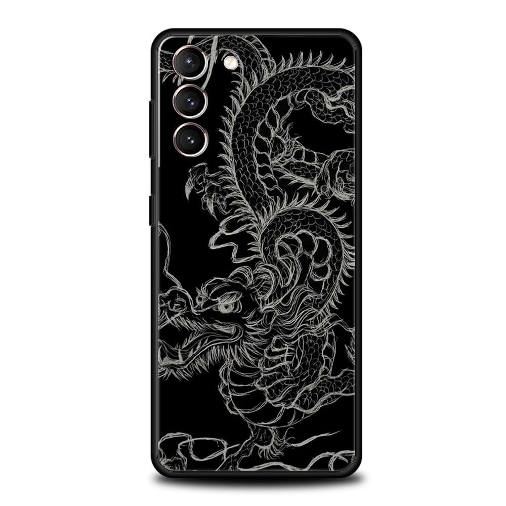 Phone Case For Samsung Galaxy S23 S22 Ultra S20 S21 FE 5G S10 S9 Plus S10E S8 Note 10 20 Silicone Black Cover Dragon Fashion