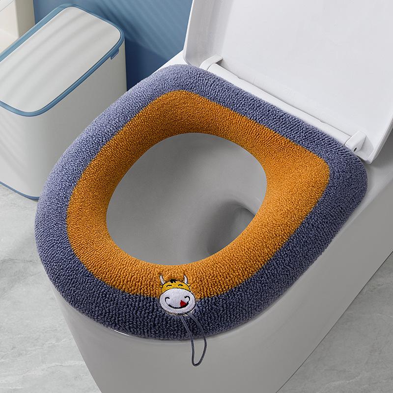 

Дропшиппинг через границу вязаная подушка для сиденья унитаза вязаный чехол для сиденья унитаза O-образной формы моющийся вышитая ручка сиденье для унитаза Pack of 1 жёлтый