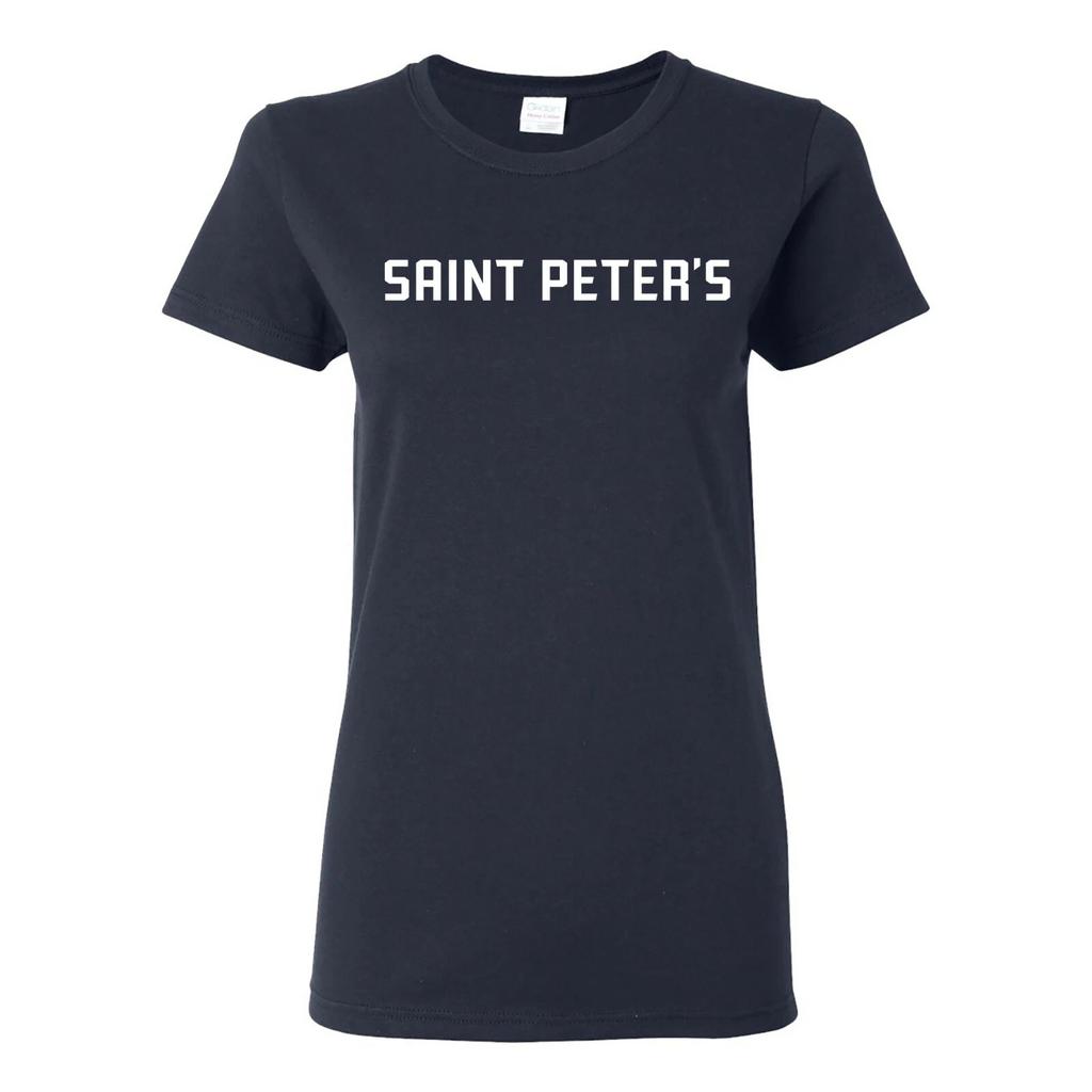 St Peter's University Peacocks Basic Block Womens T-Shirt - Navy