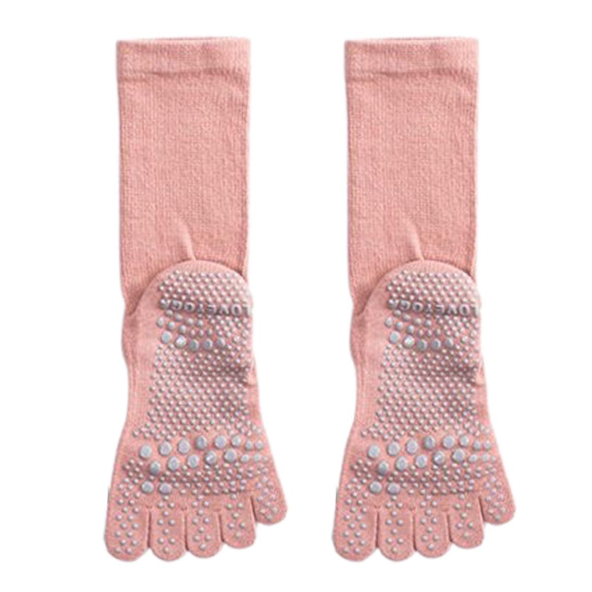 

1 пара носков для йоги с нескользящей накладкой, дышащие, влагоотводящие, для балета, танцев, фитнеса, пилатеса, спорта, спортзала, носки до середины икры