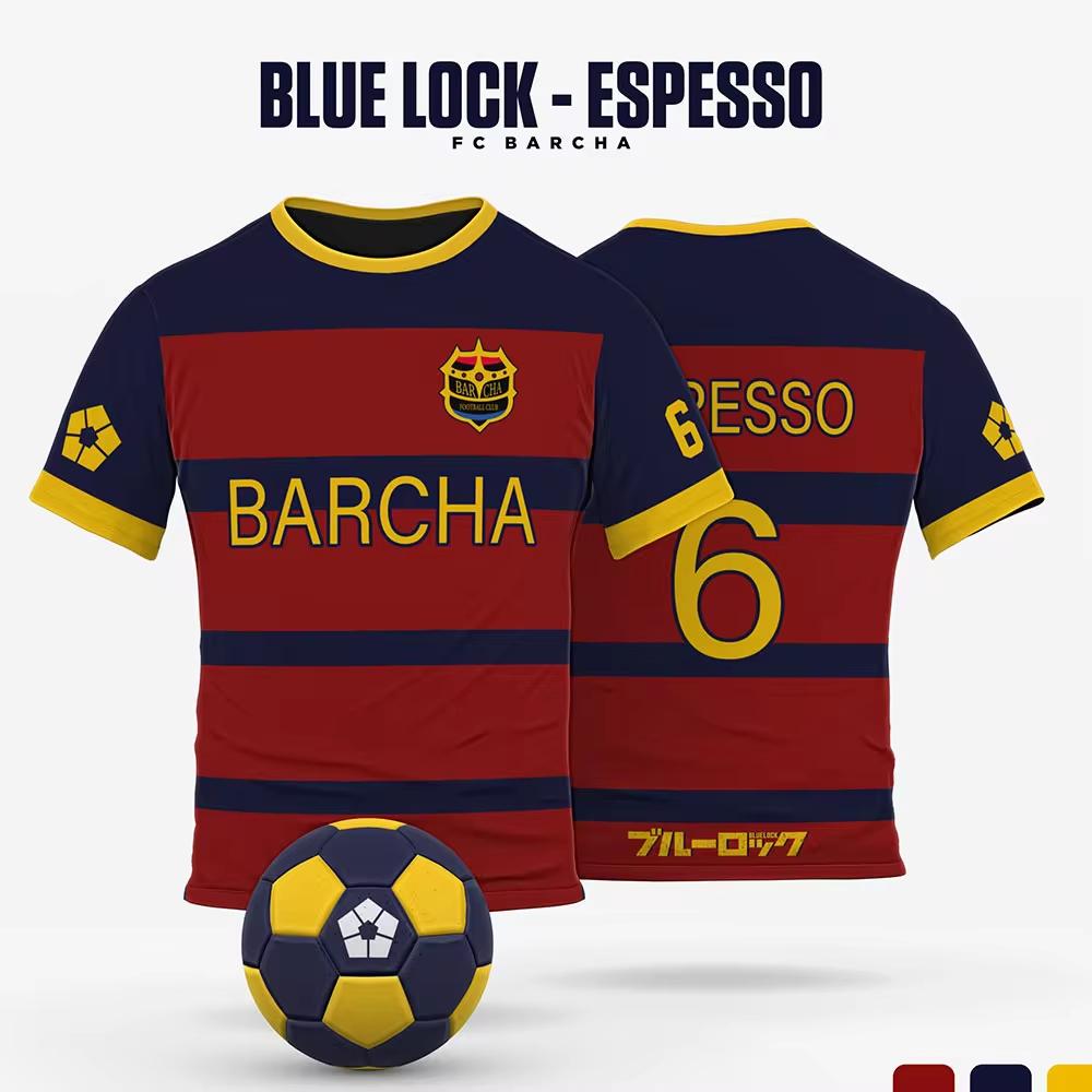 Barcelona Blue Lock Football Club Cartoon Anime Cosplay Pánský svetr Léto s krátkým rukávem 3D potištěné pánské tričko Móda