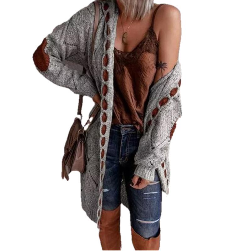 

Популярный свитер кардиган женский с длинными рукавами средней и длинной вязаной кофтой XXXXL