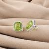 Peridot Gemstone 925 Sterling Silver Zircon Studs Earring 0.57" For Women CZE-6-11