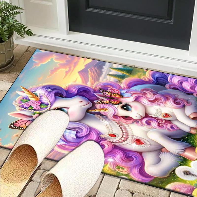 Magical Unicorn Fantasy Office Rug Chair Mat, Entryway Carpet, Suitable for Front Door, Bedroom, Living Room, Desk, Holiday Gift