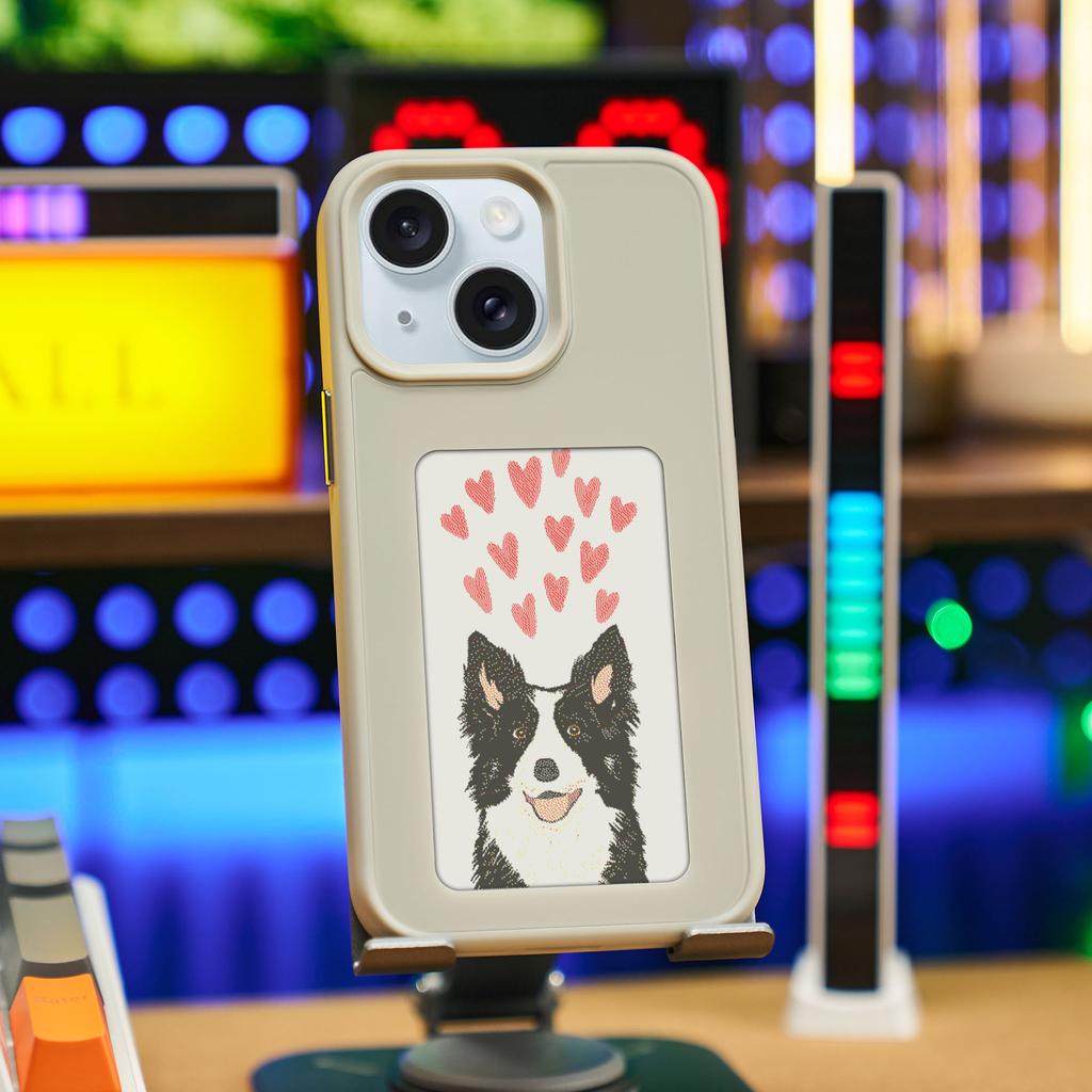 INKZONE For iPhone 13/14 Case PC+TPU 4-Color E Ink Case DIY Smart Display Customized Phone Cover