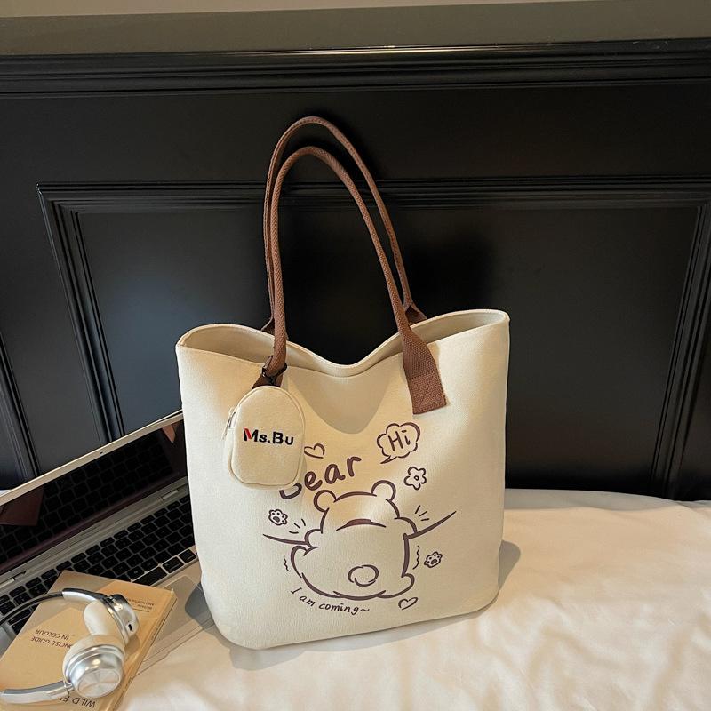 

2025 осень новая легкая повседневная сумка-тоут большой вместимости из парусины женская сумка через плечо граффити портативная сумка without pendant темно-коричневого